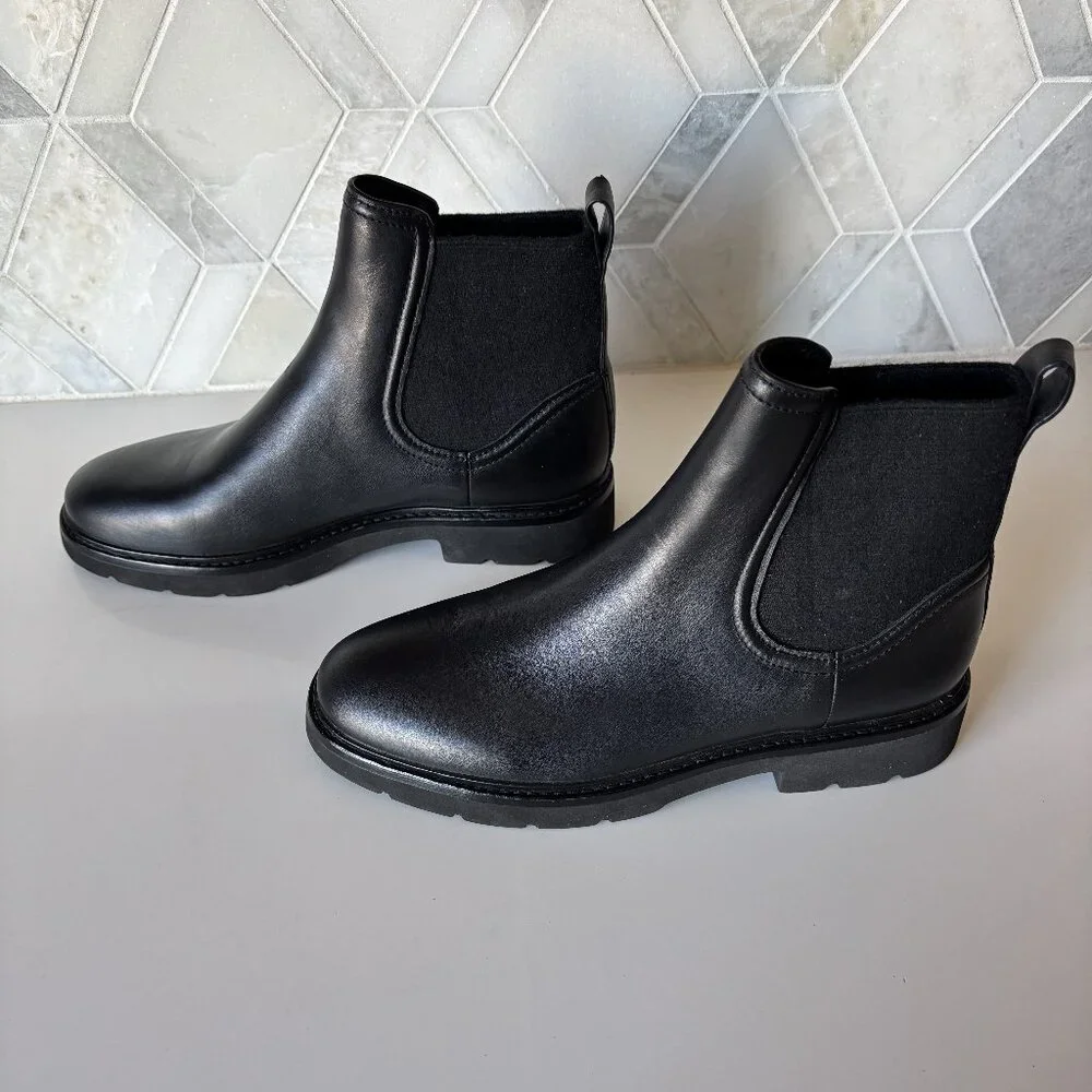 Vince Size 7.5M Black Wool Pull On Ankle Boot Rue Chelsea Boot Ankle Bootie - Picture 3 of 12